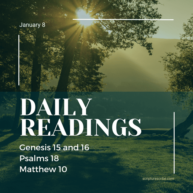 Thoughts on the Bible Readings for January 8th (Genesis 15, 16; Psalm 18; Matthew 10)