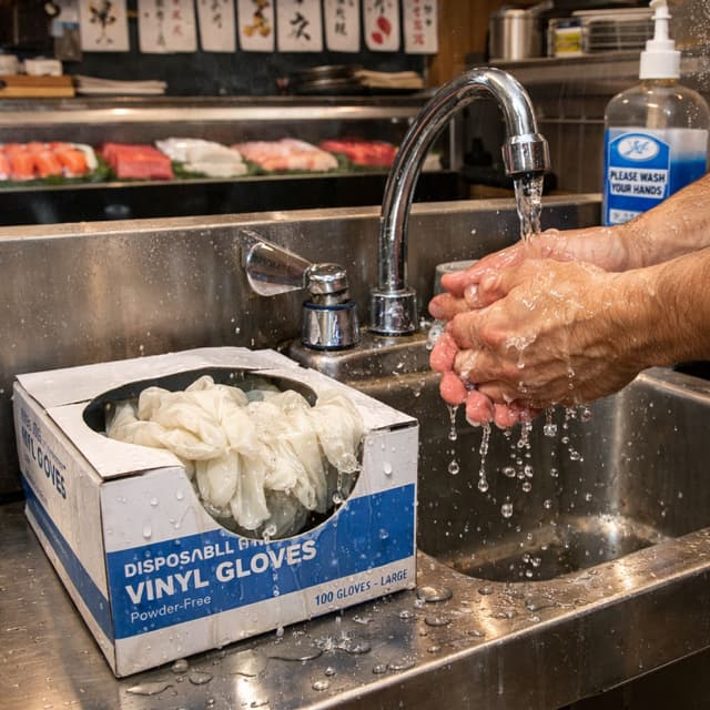 Letting Patrons Use the Handwash Sink in a Sushi Restaurant Kitchen
