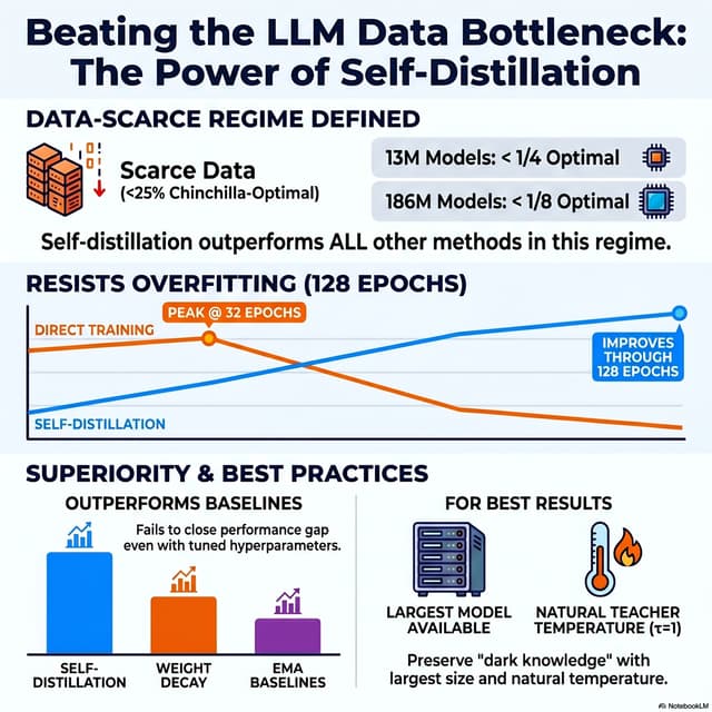 Self-Distillation for Data-Scarce Language Model Pretraining