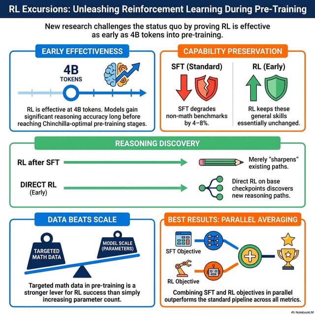 RL Excursions during Pre-Training: Re-examining Policy Optimization for LLM training