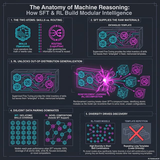 From Reasoning Traces to Reusable Modules: Understanding Compositional Generalization in Language Model Reasoning
