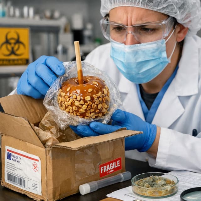 Caramel Apple That's Been Shipped Priority Mail