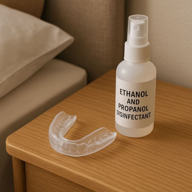 Spraying Mouthguard With Ethanol and Propanol