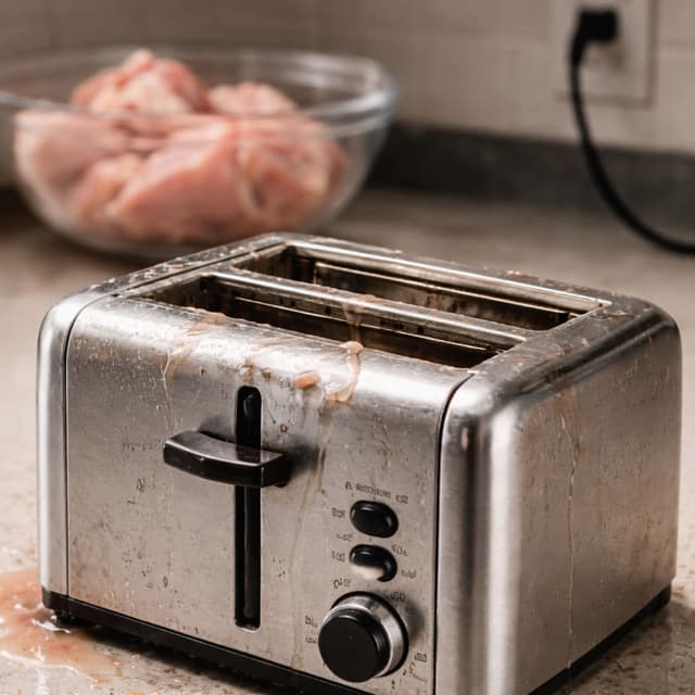 Using Toaster After Splashing Raw Chicken Juice Inside if You Are Immunocompromised
