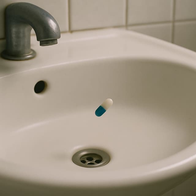 Taking a Pill Dropped in the Bathroom Sink